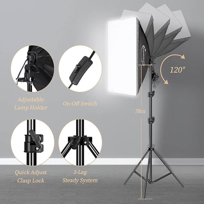 ShowMaven Photography Lighting Kit, Softbox Lighting Kit - Image 2