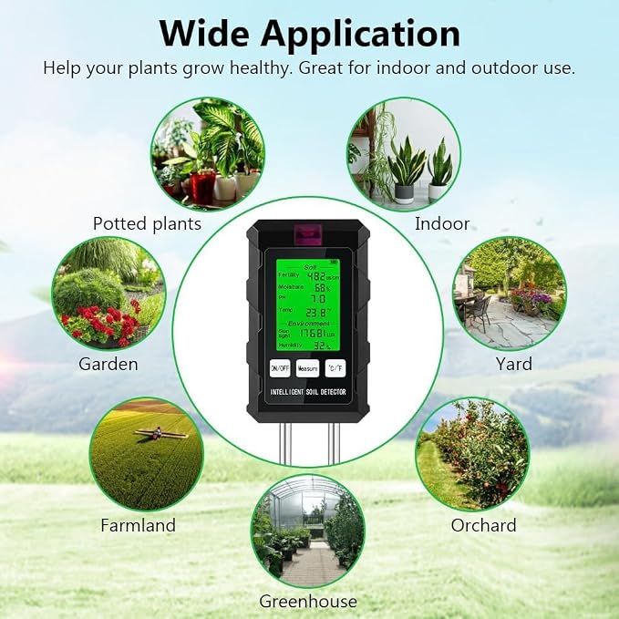 6-in-1 Soil Moisture Meter, Soil Tester - Image 8