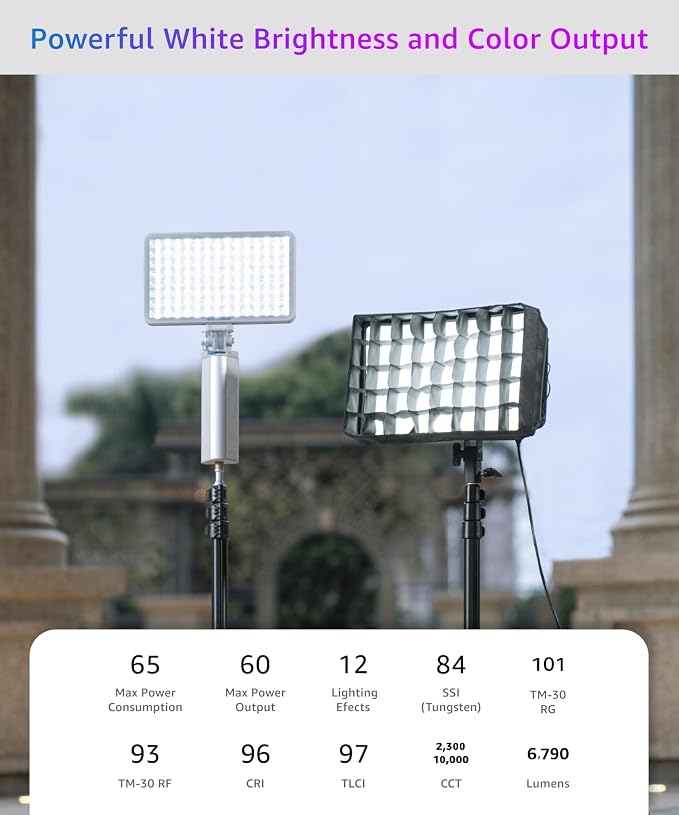 amaran Pano 60c 2-Light Kit Panel Lights, 60W RGBWW Full Color LED Video Studio - Image 3