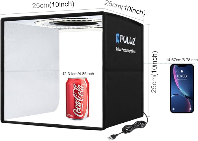 PULUZ 10x10 inch Photo Light Box, Folding Portable Mini lightbox 104PCS LED - Image 2