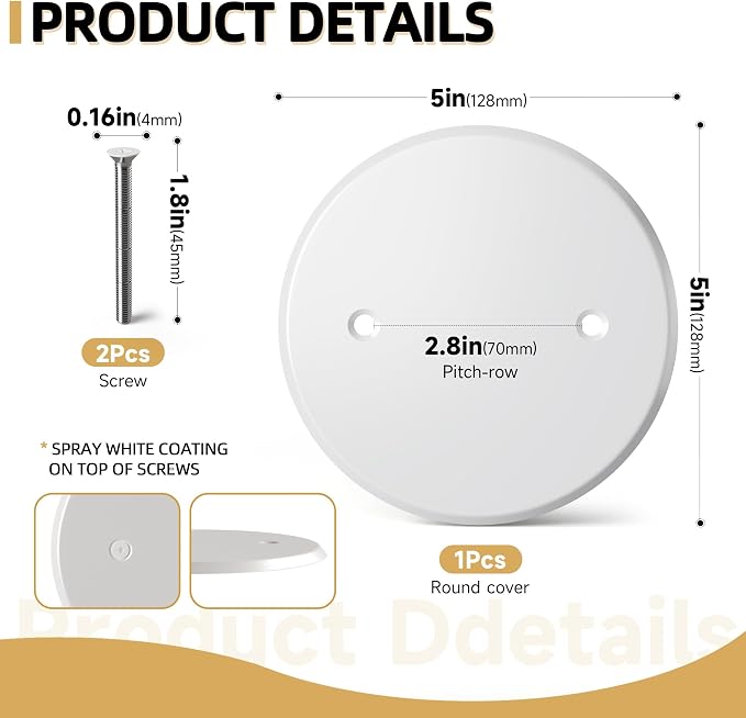 Ceiling Cover Plate, 5 Inch Round Electrical Box Cover Plate - Image 2