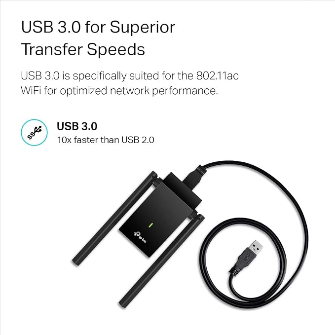 TP-Link USB WiFi Adapter, AC1300Mbps Dual Band 5dBi High Gain Antenna 2.4GHz/ - Image 7