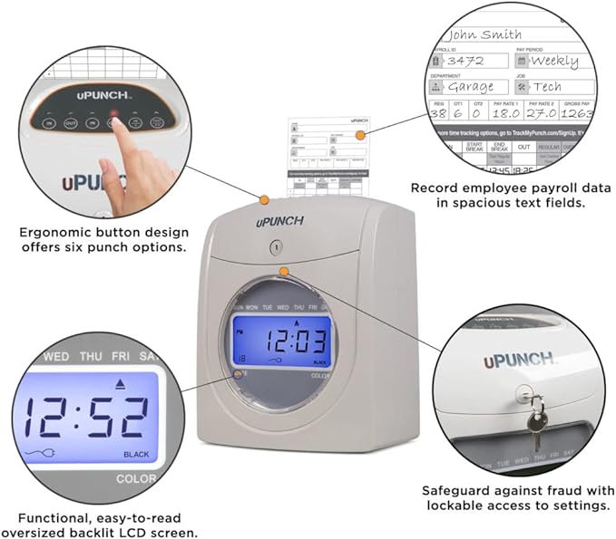 uPunch HN4500 Advanced Calculating Time Clock Bundle - Image 3