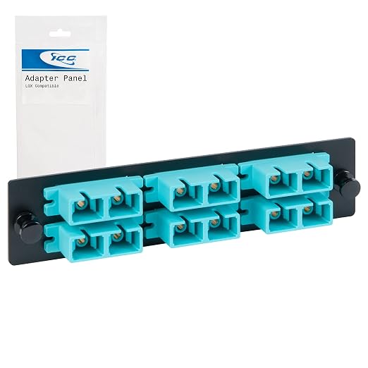 ICC SC-SC Fiber Optic Adapter Panel, LGX Compatible, 12 Fibers, Aqua 94V-0 by ICC