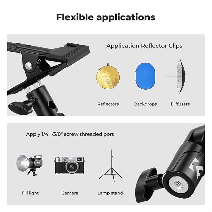 K&F CONCEPT Photography Reflector Holder, Photo Video Studio 5/8" Heavy Duty - Image 4