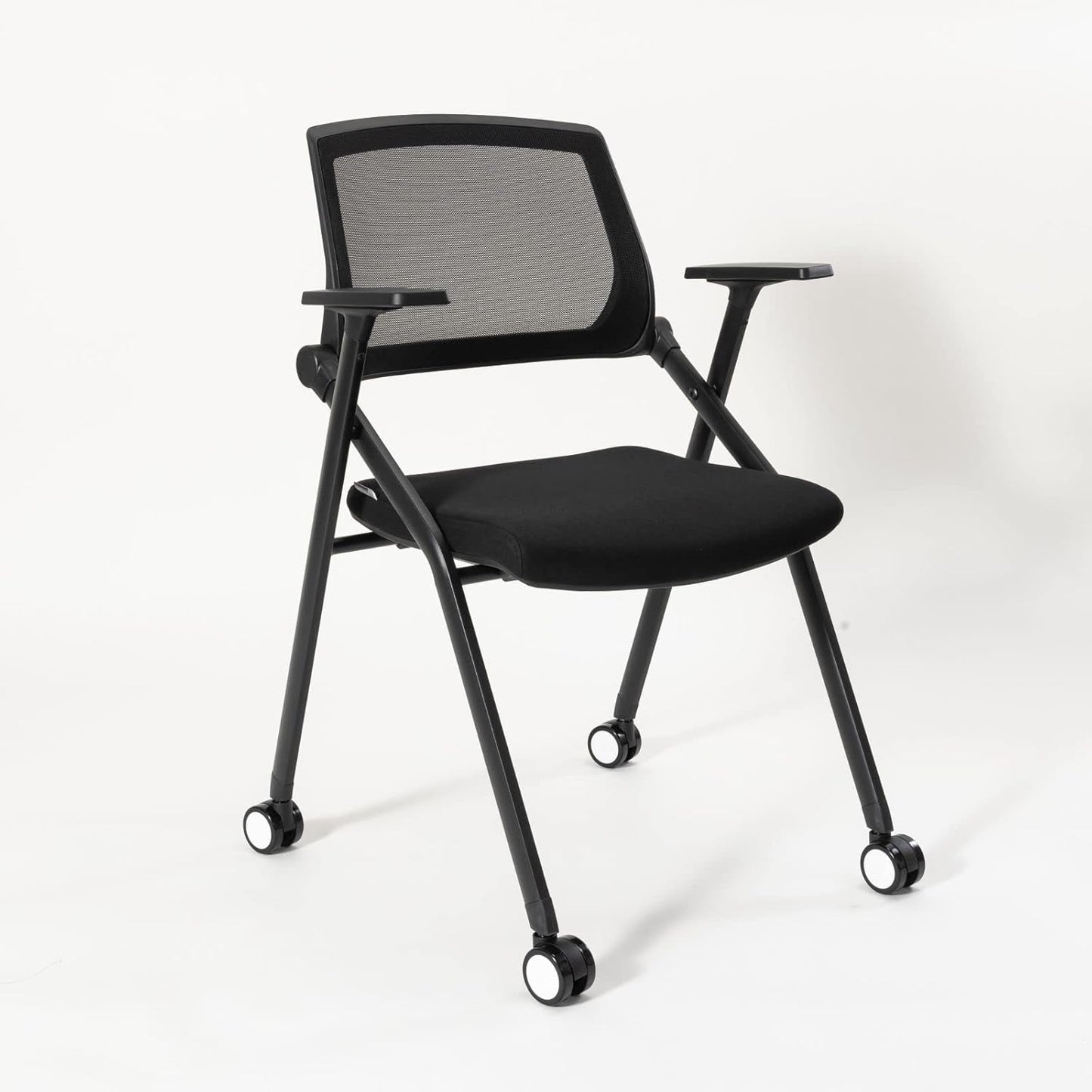 12 Pack Executive Office Chairs with Caster Adjustable Armrest Ergonomic Mid-Back Breathable Mesh Foldable Conference Reception Chair Set for Home School Waiting Room