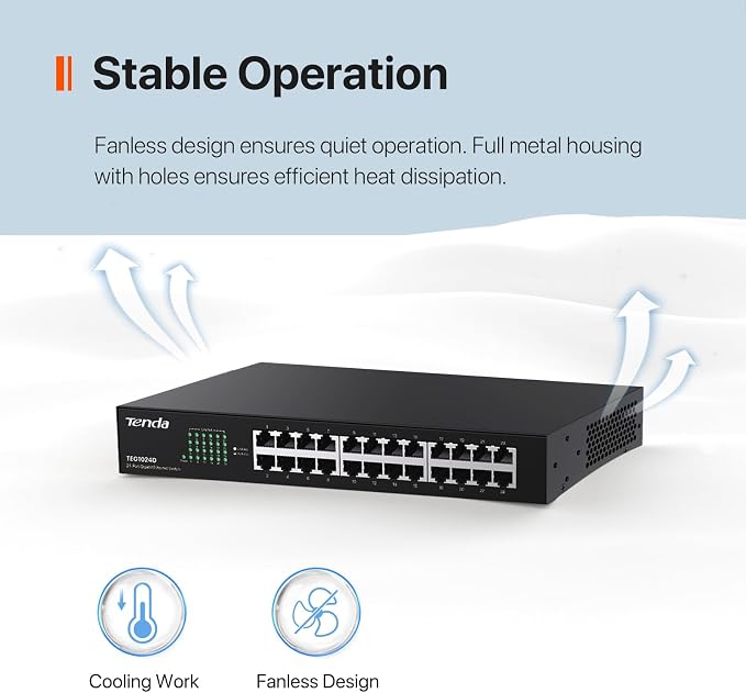 Tenda 24 Port Gigabit Ethernet Switch | Rackmount Network Switch | - Image 5