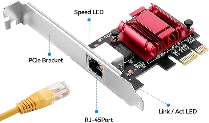 5Gbps PCIe Network Adapter, RTL8126 Chip Multi-Gigabit Ethernet Card PCIe 3.1 X1 - Image 5