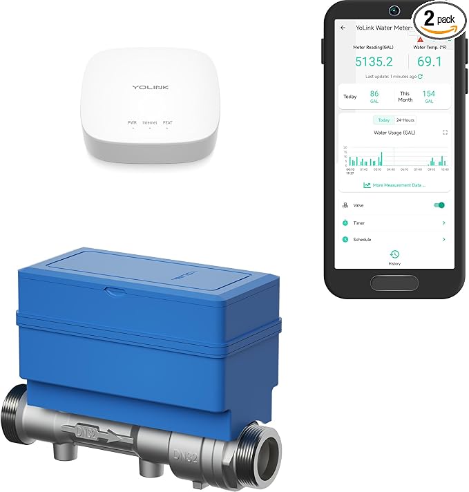 NSF Certified YoLink FlowSmart All-in-One Smart Water Meter & Auto Shutoff by YoLink