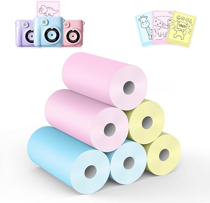 6 Rolls Kids Camera Instant Print Refill Paper Set, Phetium HD Printing Thermal by Phetium