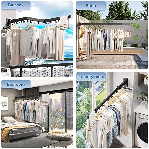 LIENAHU Clothes Drying Rack Wall Mounted, Laundry Drying Rack, Laundry Room - Image 5