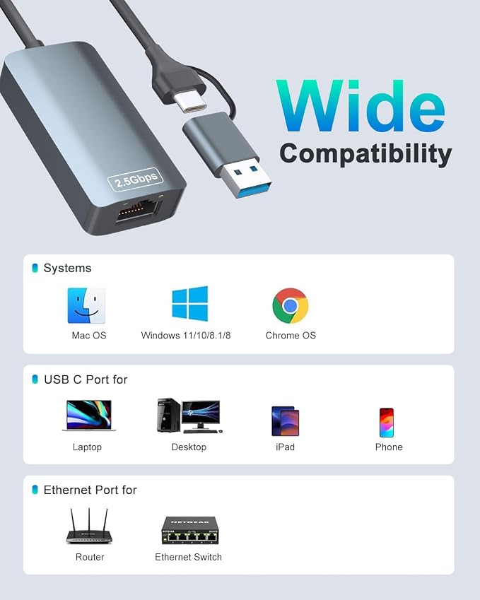 2.5gb USB Ethernet Adapter, Type-C to RJ45 Network Internet 2.5Gbps, 2.5G USB C - Image 6