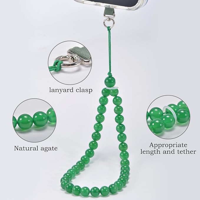 Agate Beaded Phone Wrist Strap for Women Men Stone Beads Charm Handmade - Image 3
