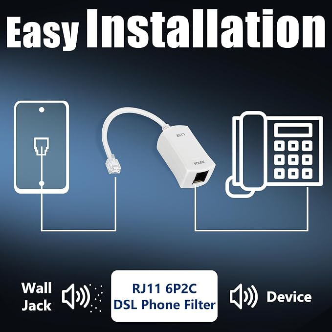 Uvital DSL Filter for Landline Phone, 2 Pack DSL Modem Phone Filter, RJ11 - Image 5