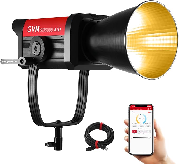 GVM 500W COB LED Video Light, APP Control, Bi-Color Continuous Output Lighting by GVMGreatVideoMaker
