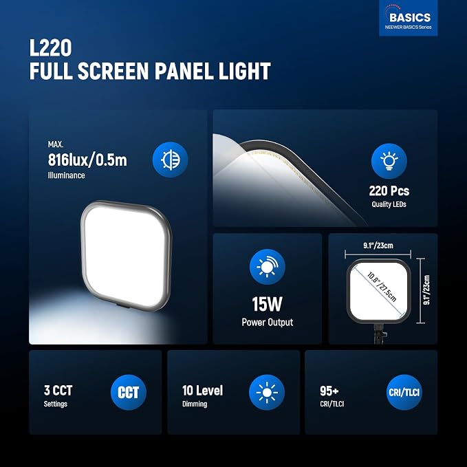 NEEWER BASICS15W 10.8" LED Video Light Panel Lighting Kit - Image 2