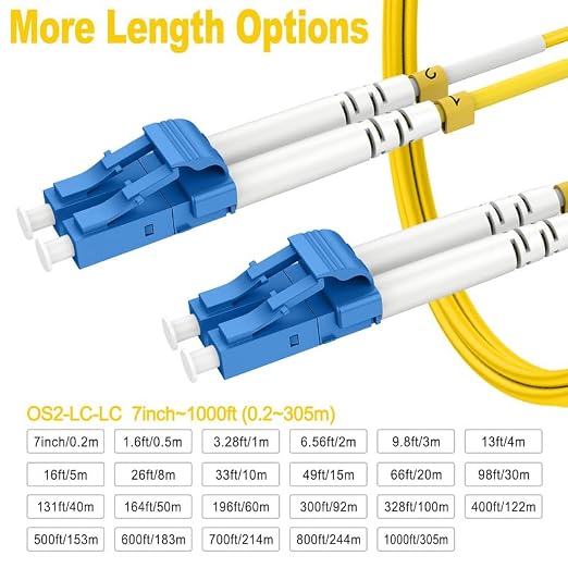0.2m OS2 LC to LC Single Mode Fiber Patch Cables, Options 0.2m~305m, SM - Image 3