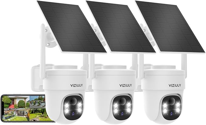 VIZIUUY Solar Security Cameras Wireless Outdoor, 3MP Pan/Tilt 360°View by VIZIUUYSecurity