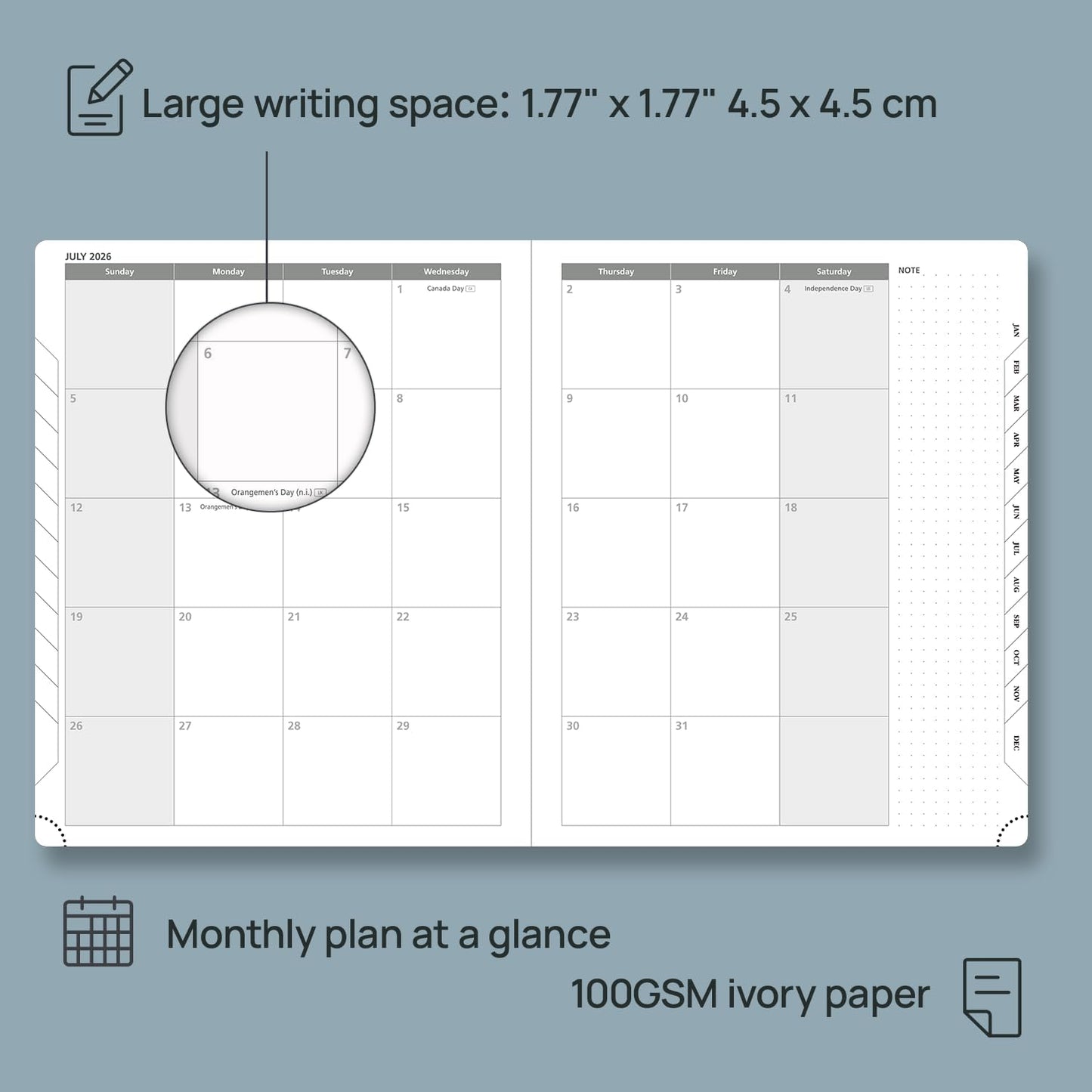 POPRUN 2026 Planner (Large Size 8.5''x 10.5'' Hardcover) - Daily Weekly and Monthly Calendar Agenda 2026 Appointment Book with Hourly Time Slots, Monthly Tabs, 100 GSM - Navy Blue