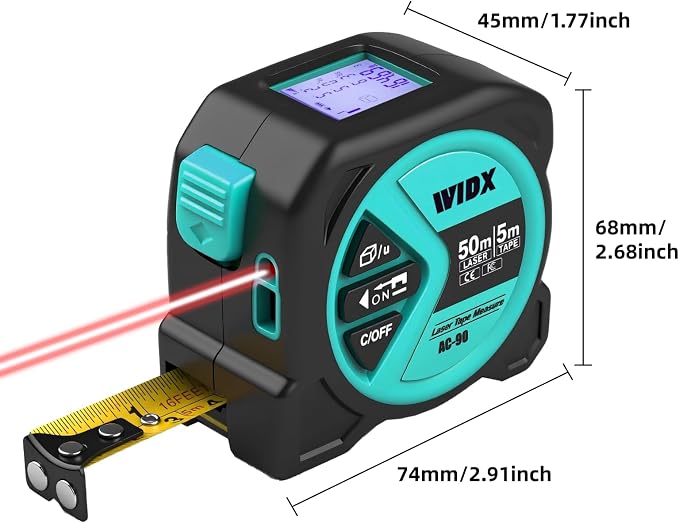 WIDX 2 in1 Laser Tape Measure, 164ft Laser Distance Measurement & 16ft - Image 8