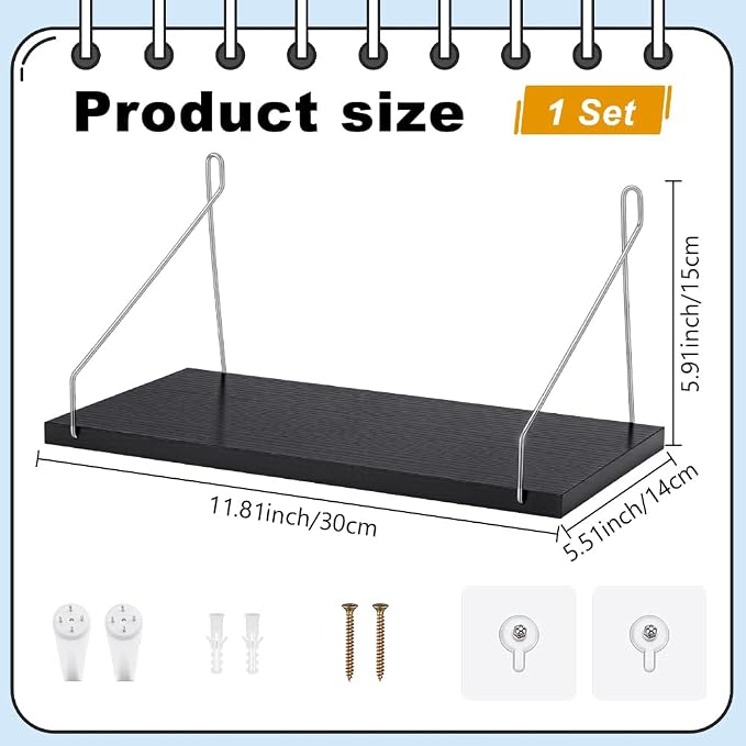 Projector Shelf for Wall 12 x 6 Inch Modem Router Wall Mount Storage Rack - Image 3