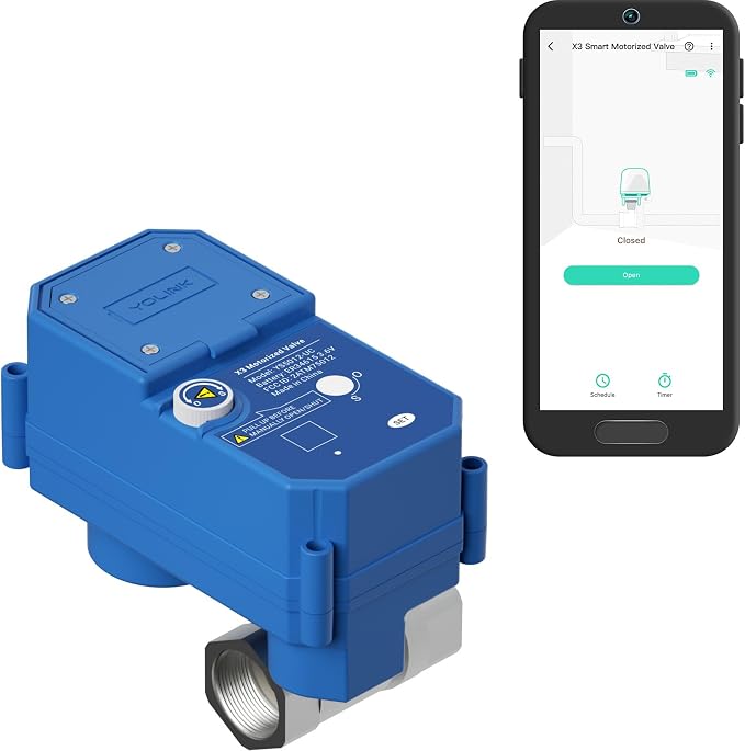 NSF Certified YoLink X3 Smart 1" Motorized Stainless Steel Ball Valve, LoRa by YoLink