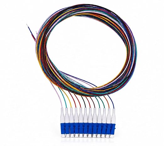 Elfcam® - 12-Fiber LC/UPC Color-Coded Fiber Optic Pigtail, Single Mode by Fibersolutionspecialist