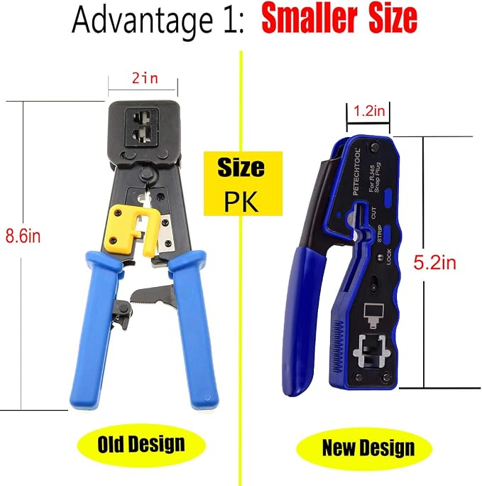 RJ45 Crimp Tool Kit Ethernet Crimping Tool Wire Crimper Stripper Cutter - Image 6
