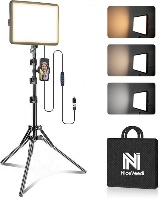 NiceVeedi 1-Pack Photography Lighting Kit, 2800-6500K Bi-Color LED Video Light by NiceVeediOfficial
