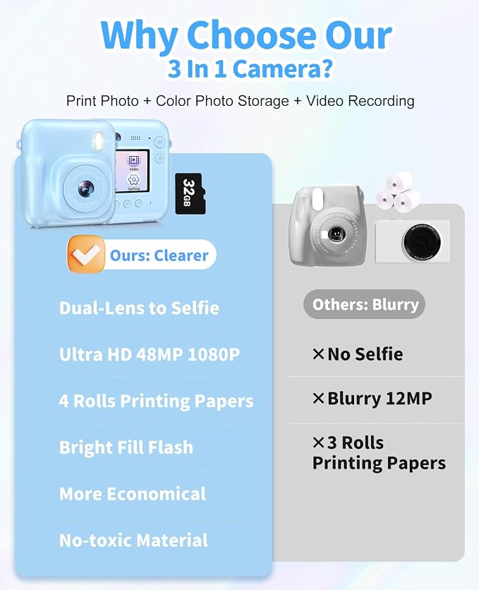 Digital Camera for Kids Instant Print, 48MP Dual-Lens Kids Camera for Girls - Image 4