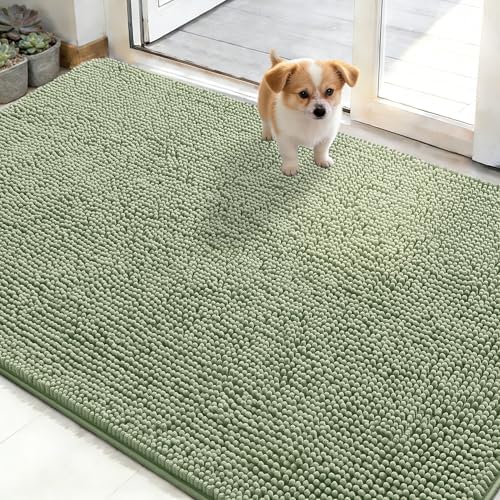 OLANLY Dog Door Mat for Muddy Paws 48x30, Super Absorbent Chenille Mud Mat by OLANLY
