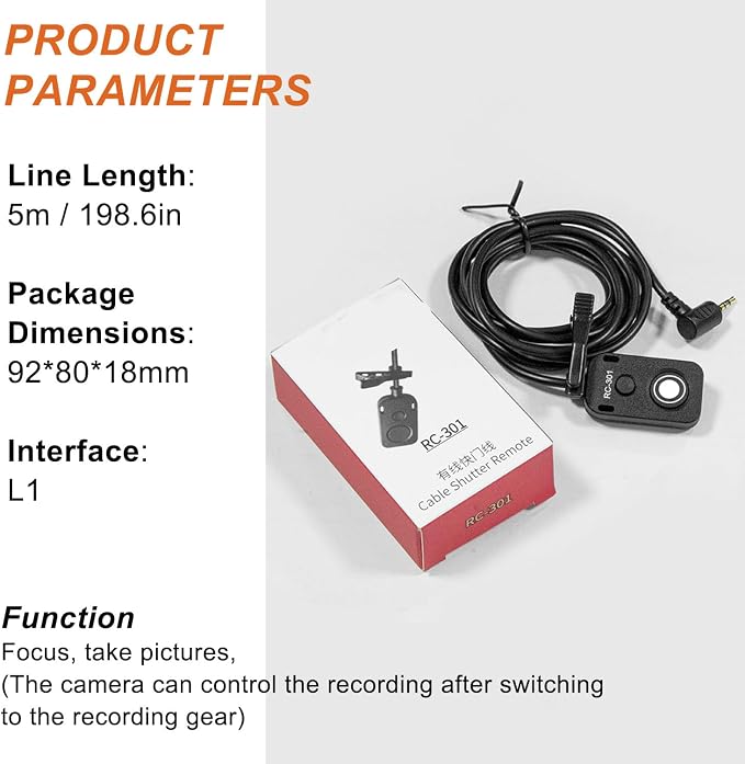 RC301-L1 for Panasonic Remote Camera Small Shutter Release Remote Control 196.8 - Image 9