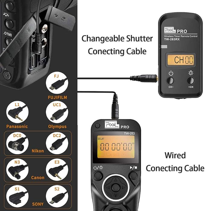 Wireless Remote Shutter Release Cable Wired Timer Remote Control TW-283DC0 - Image 3
