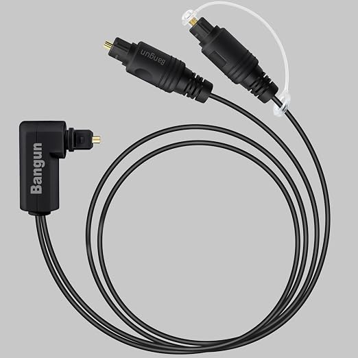 90 Degree Optical Audio Splitter 1 in 2 Out Cable, Digital Toslink Fiber by Bangun