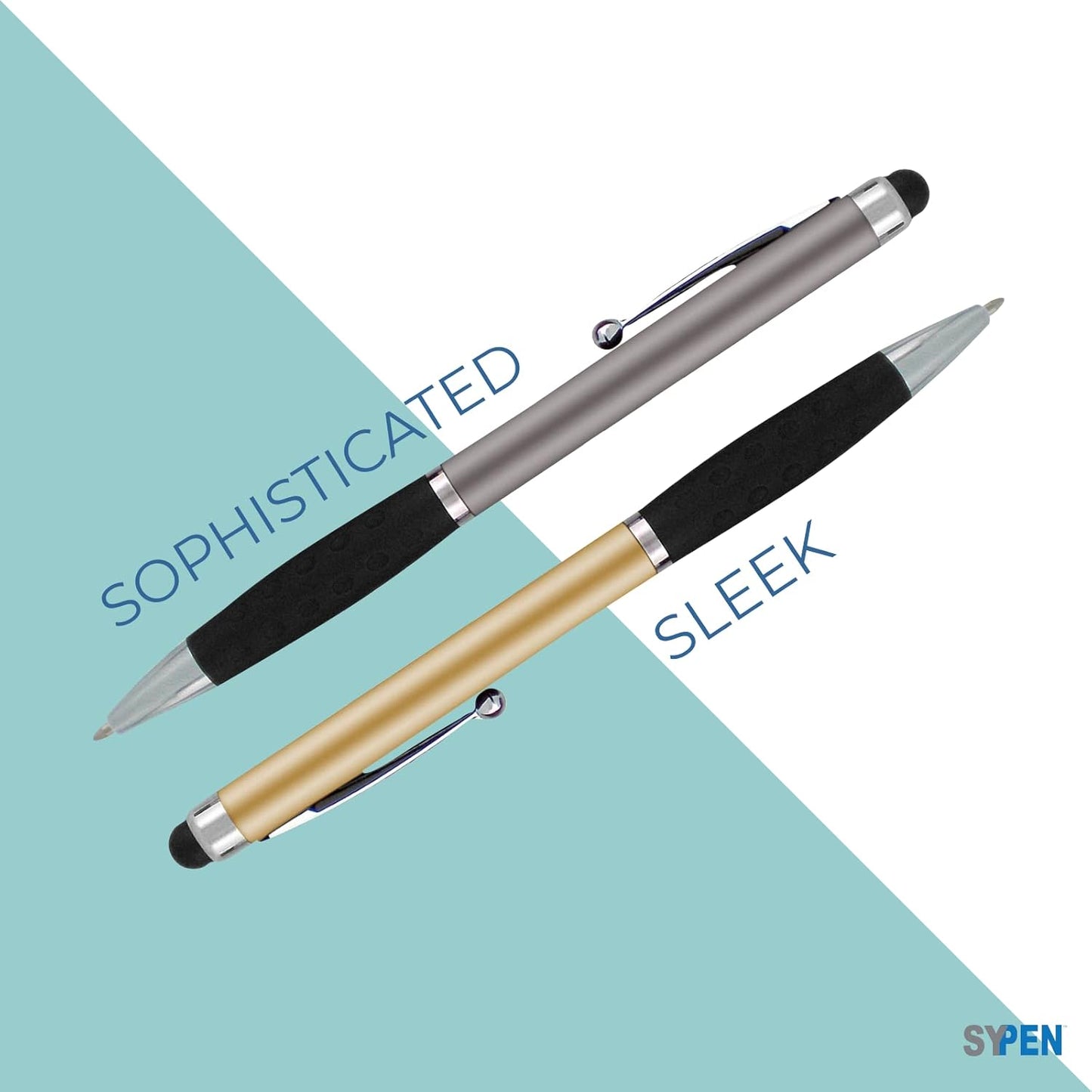 Personalized Pens With your Custom Logo or Text-600 Pack Bulk-for Businesses, Parties, and Events, 2 in 1 Ballpoint Pen & Stylus Compatible with Touchscreen Devices, Blue Barrel, Black Ink