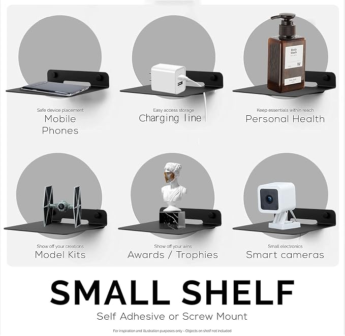 WISDING Small Floating Shelves, Cell Phones, Mesh Router, Toy Display Shelf - Image 6