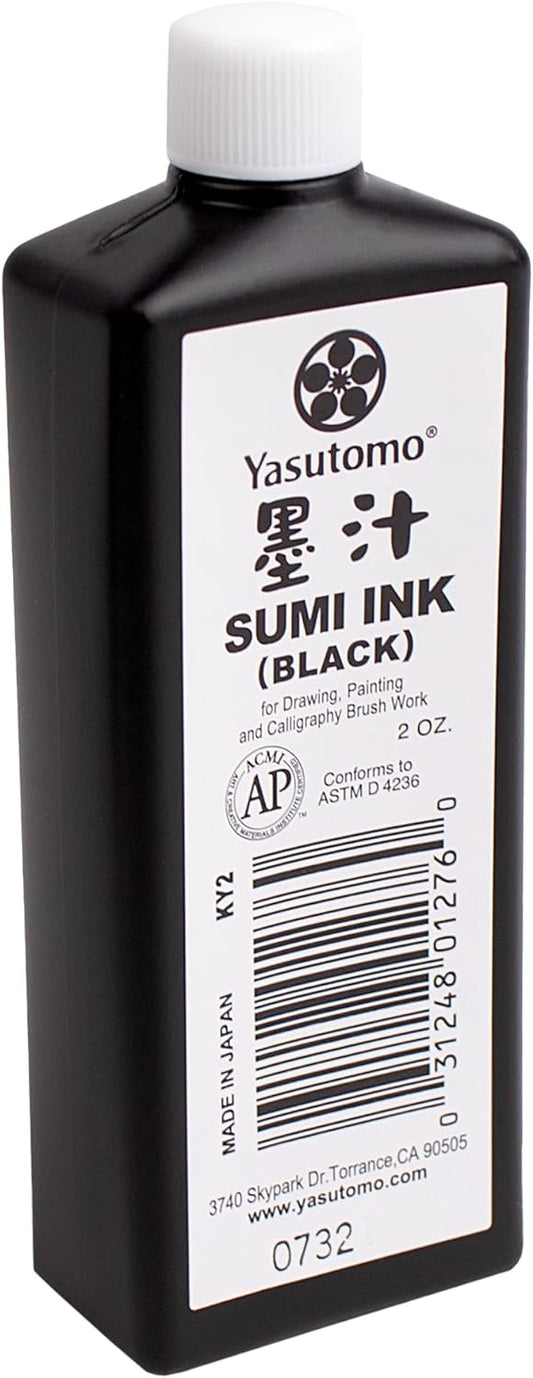 Yasutomo Bokuju Liquid Ink - 2oz Sumi Ink for Calligraphy and Artwork - Black Drawing Ink for use with Japanese Ink Brushes and Dip Pens