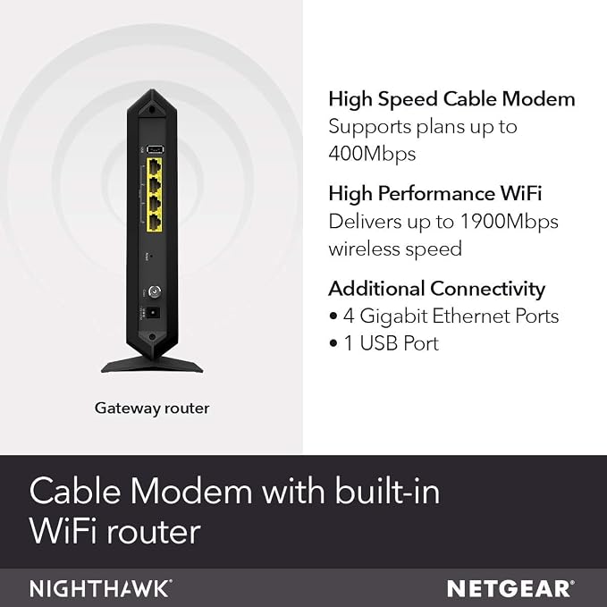 Netgear Nighthawk Cable Modem WiFi Router Combo C7000-Compatibility Cable - Image 2