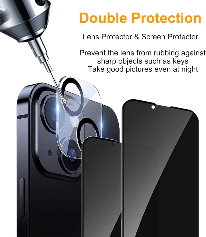 PEHAEL 2+2 Pack for iPhone 14 Plus Privacy Screen Protector - Image 6