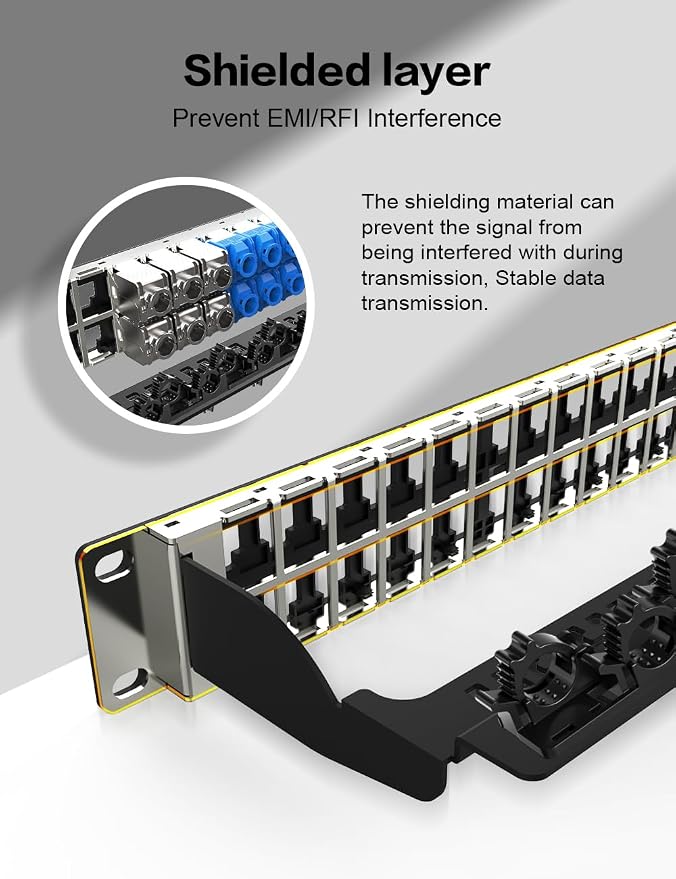 48Port Blank Keystone Patch Panel Rackmount&Wall Mount 1U 19-inch Network RJ45 - Image 7