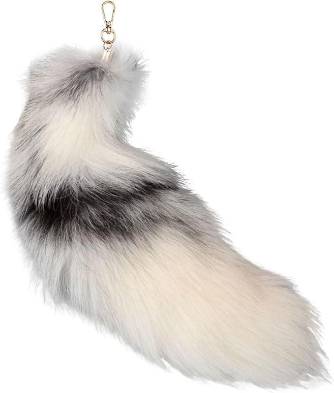 Fox Tail Keychain Long, Fluffy Therian Tail Faux Fur Keyring, Party Costume by Unknown