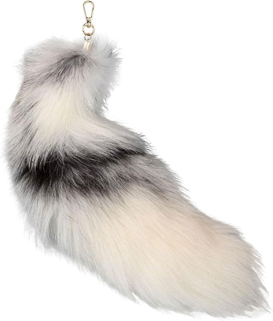 Fox Tail Keychain Long, Fluffy Therian Tail Faux Fur Keyring, Party Costume by Unknown
