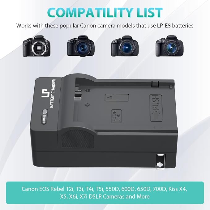LP E8 Battery Charger, Charger Compatible - Image 2