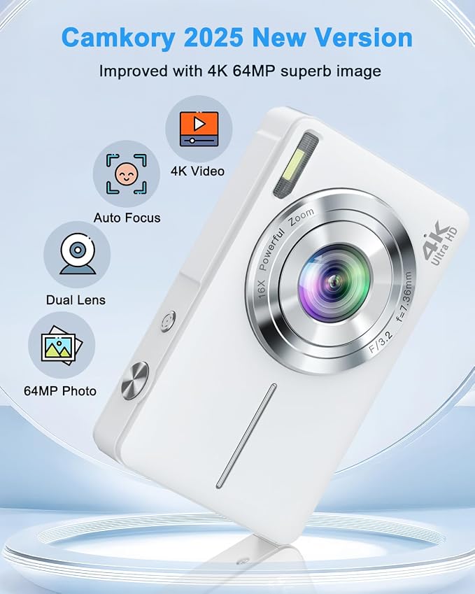 4K Digital Camera, 64MP Autofocus Point and Shoot Camera - Image 5