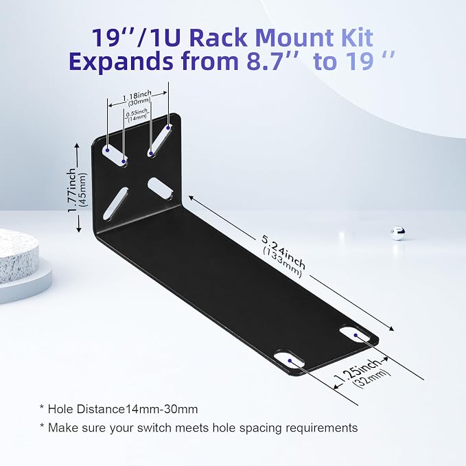 Rack Mount Kit for 8.7 inch Switches, Adjustable Rack Ears for Netgear - Image 2