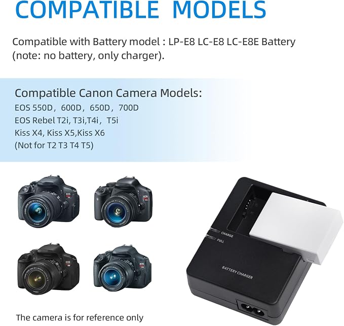 LC-E8 LP-E8 Battery Charger for LC-E8C LC-E8E Battery Compatible - Image 2