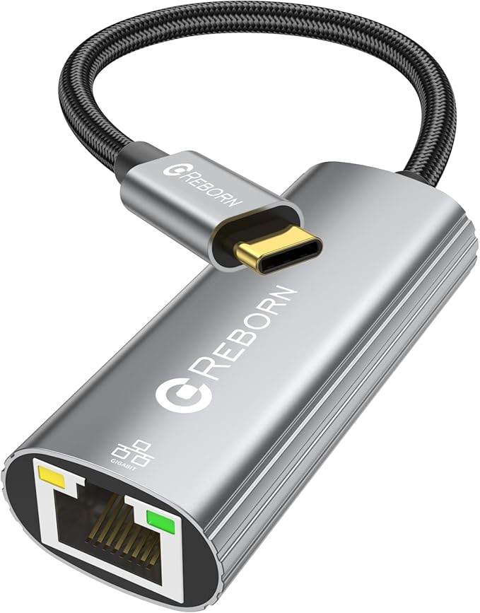 Reborn USB C to Ethernet Adapter, Type-C to RJ45 Gigabit Ethernet LAN Network by Reborn