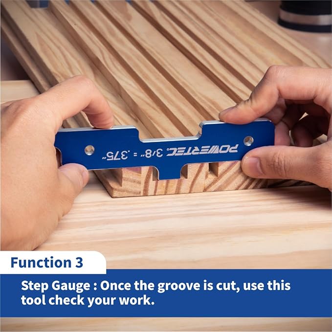 POWERTEC Router Setup Blocks Woodworking 7PC Set, Router Depth Gauge, Aluminum - Image 6