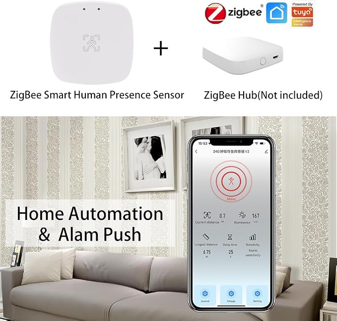 Presence Sensor, WenzhiIoT Smart Motion Sensor Zigbee 24 GHz Radar MmWave - Image 3