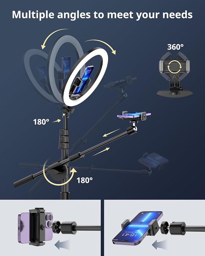 UBeesize 12" Ring Light with Overhead Phone Mount, Selfie Light with Stand - Image 3